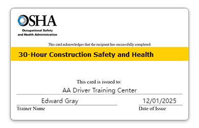 OSHA Card Example